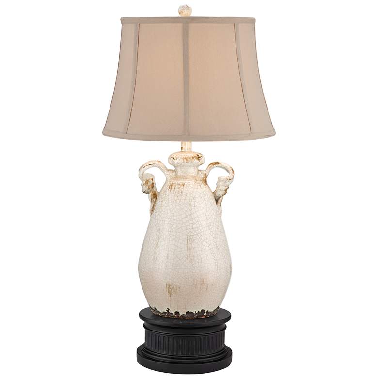 Image 1 Isabella Ivory Ceramic Table Lamp With Black Round Riser