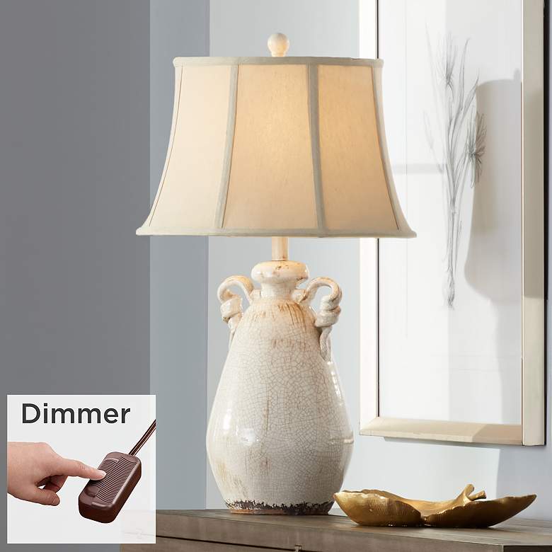 Isabella Ivory Ceramic Table Lamp with Table Top Dimmer