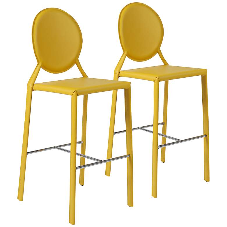 Image 1 Isabella Yellow Bonded Leather Counter Chair Set of 2