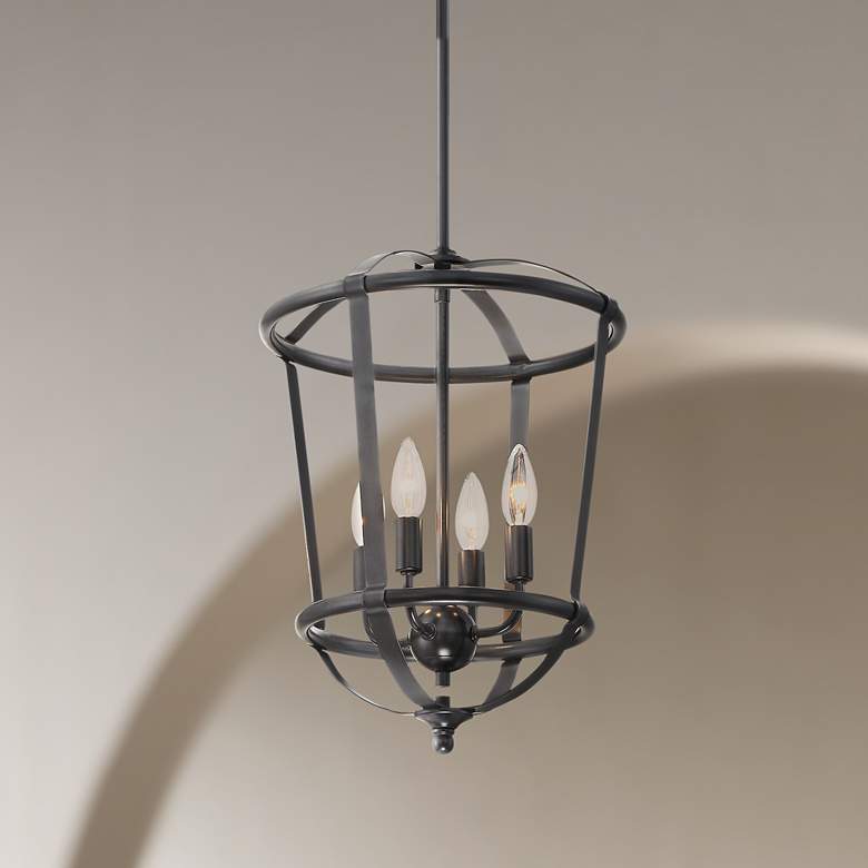 Image 1 Isabelle 13" Wide Black 4-Light Foyer Pendant Light
