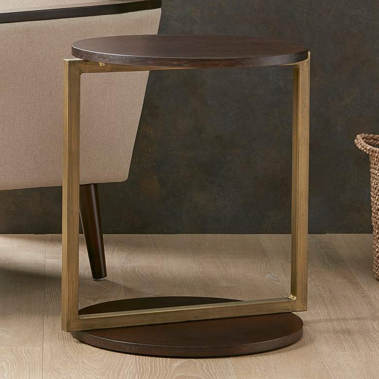 Image 1 Isabelle 20 inch Wide Brushed Bronze Round Accent Table