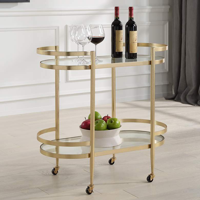 Image 1 Isabelle 33 1/2" Wide Gold Bar Cart