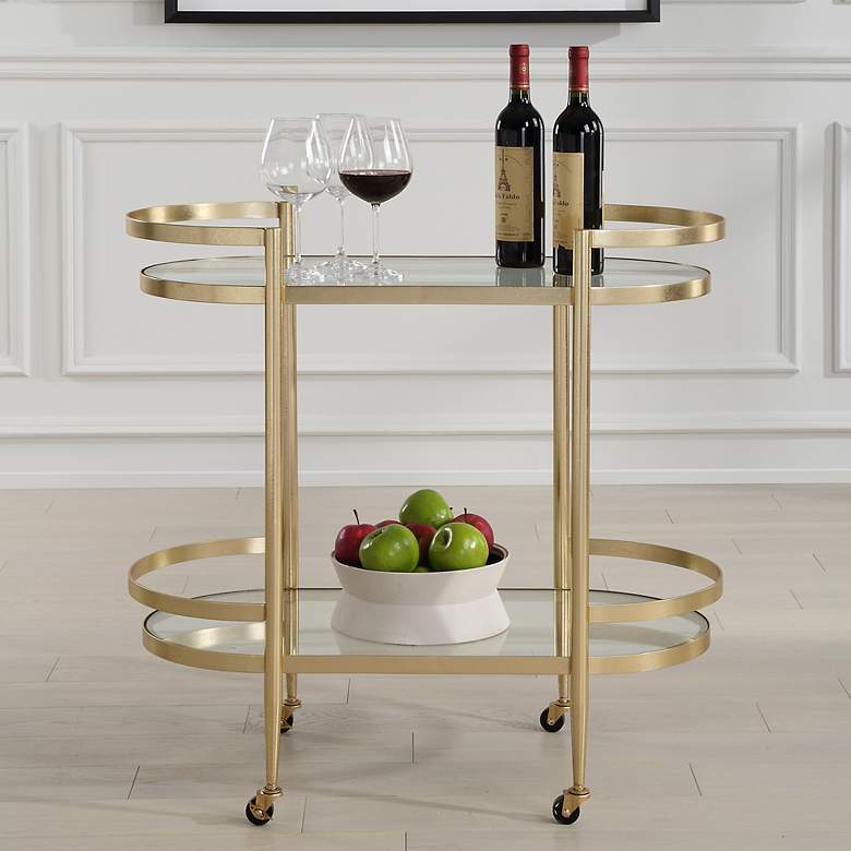 Image 3 Isabelle 33 1/2" Wide Gold Bar Cart more views