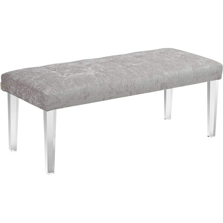 Image 1 Isabelle Acrylic Leg Light Gray Upholstered Bench