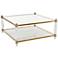 Isabelle Bronze Brass Square 2-Shelf Glass Coffee Table