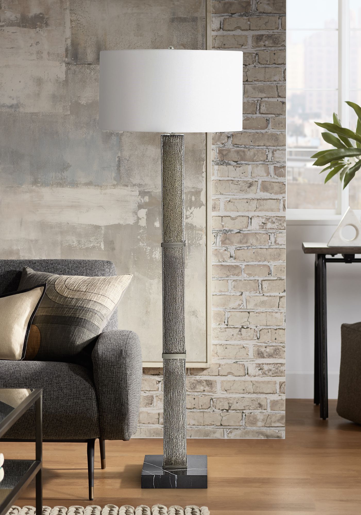 grey column floor lamp