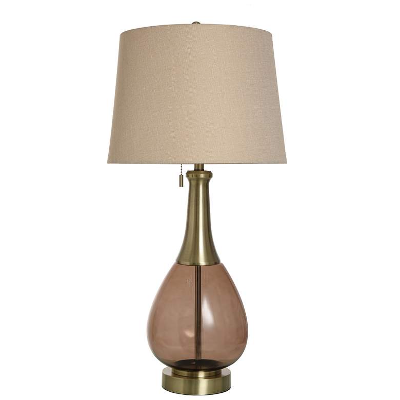 Image 1 Isaiah 37" High Brass Cocoa Glass Table Lamp With Dark Beige Shade