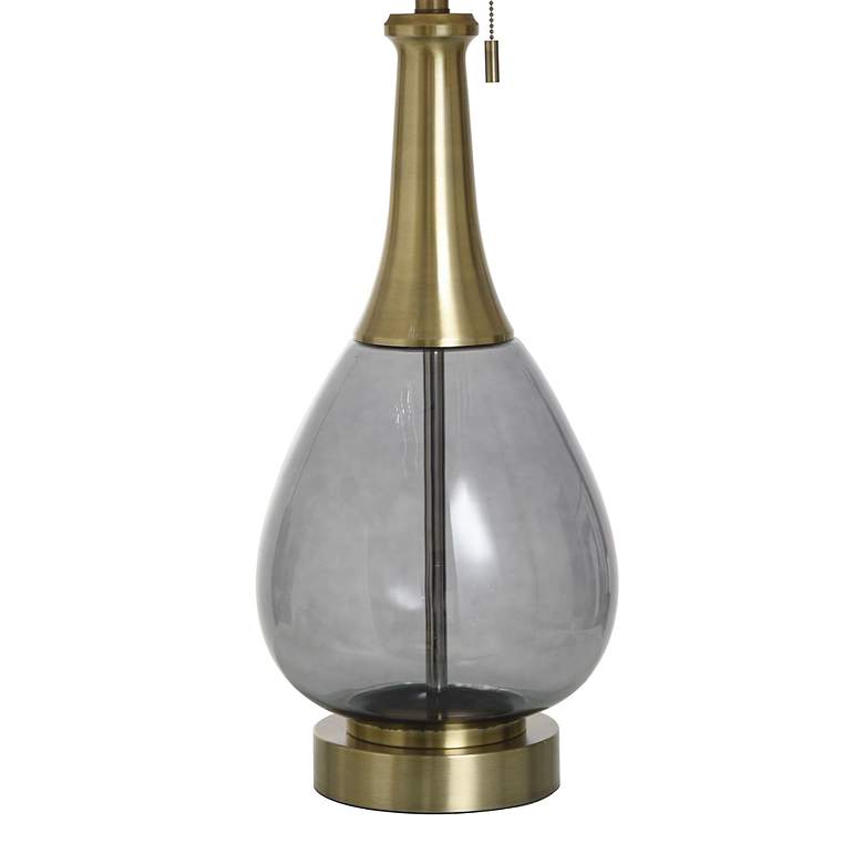 Image 5 Isaiah 37" High Smoke Glass Brass Metal Table Lamp w/ Dark Beige Shade more views