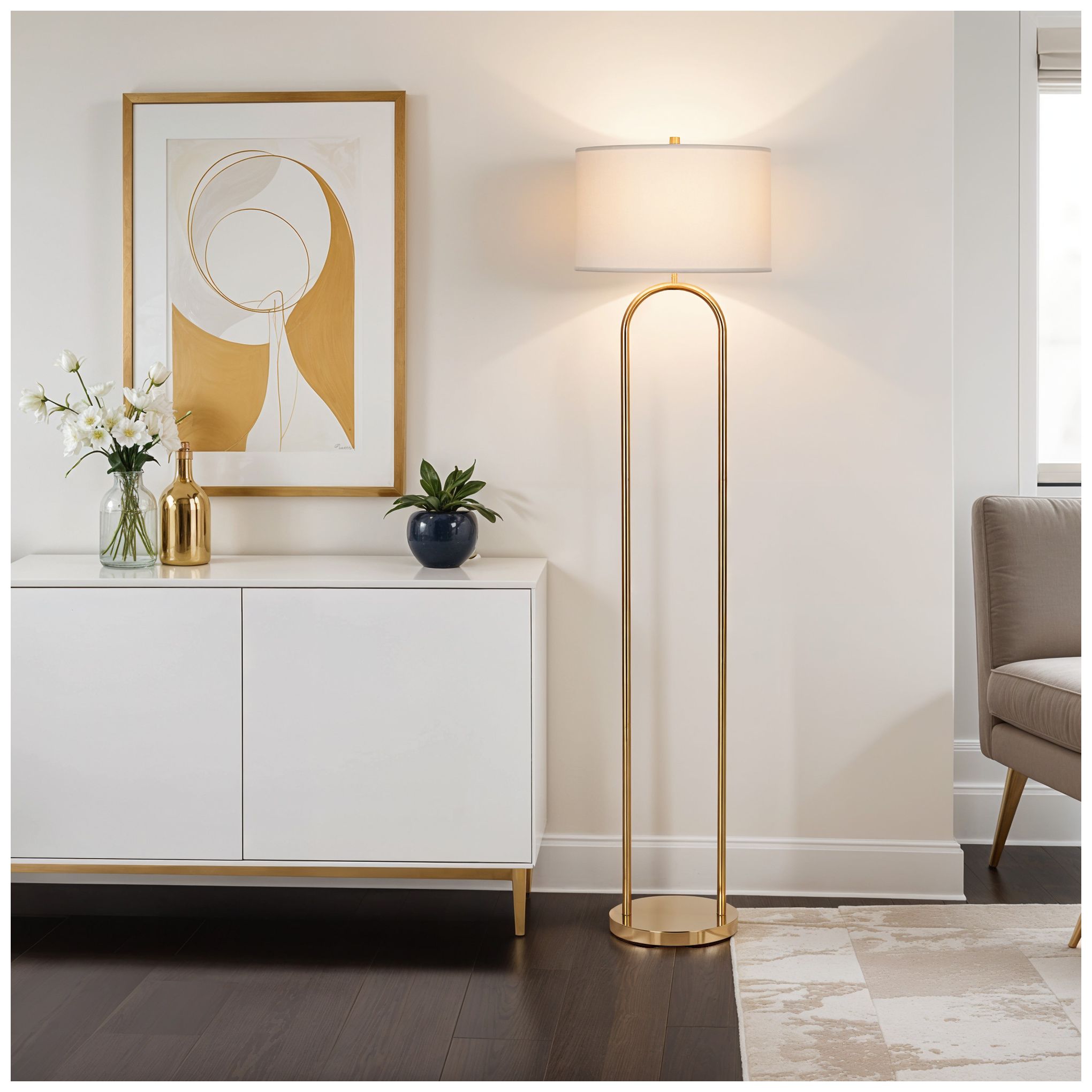 Isla 64" High Brushed Gold Floor Lamp