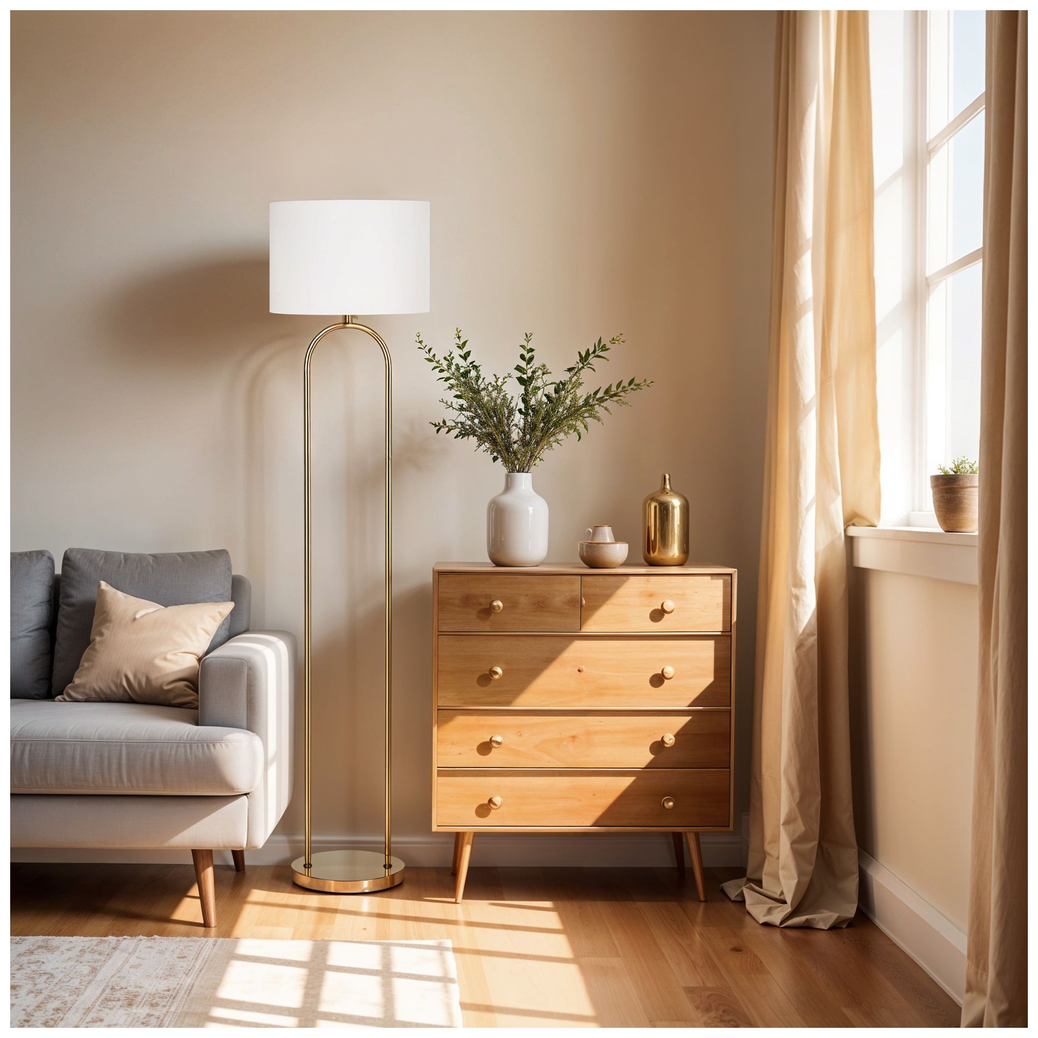 Isla 64" High Brushed Gold Floor Lamp