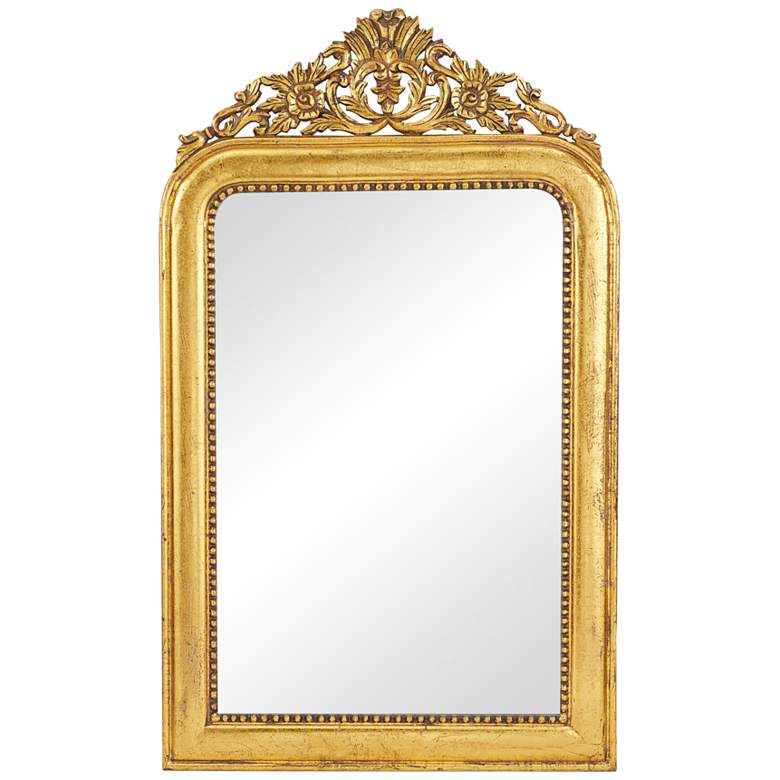 Image 2 Isla Shiny Gold Carved Acanthus Floral 36" x 60" Wall Mirror