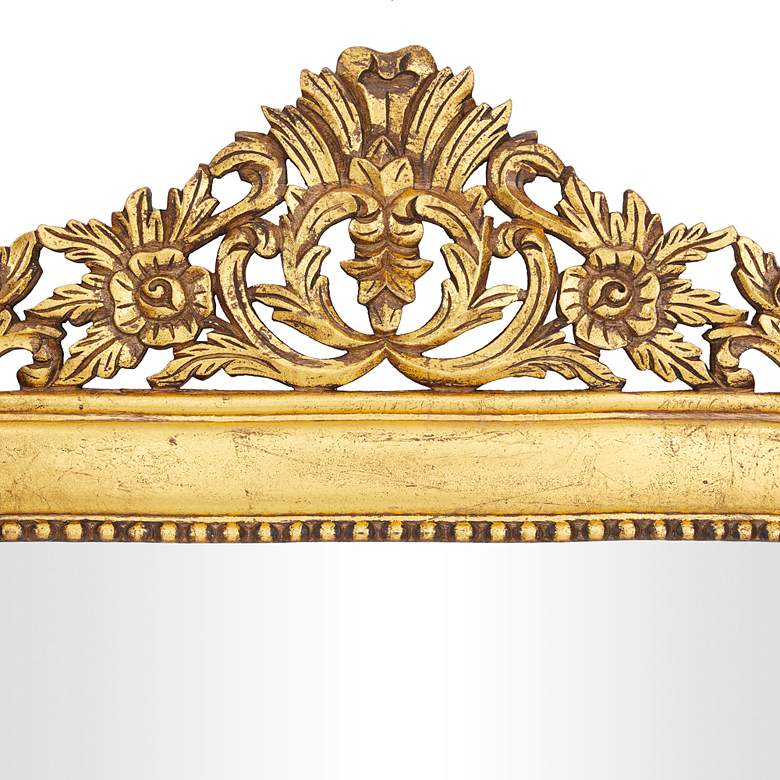 Image 3 Isla Shiny Gold Carved Acanthus Floral 36" x 60" Wall Mirror more views