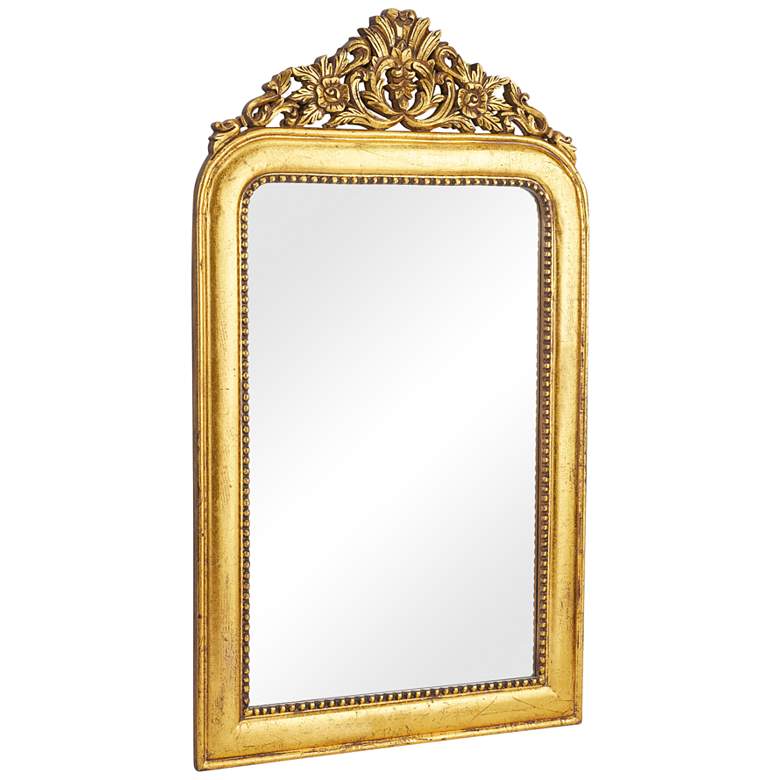 Image 4 Isla Shiny Gold Carved Acanthus Floral 36" x 60" Wall Mirror more views