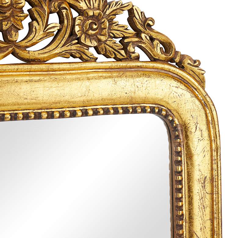 Image 5 Isla Shiny Gold Carved Acanthus Floral 36" x 60" Wall Mirror more views