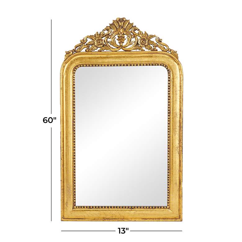 Image 7 Isla Shiny Gold Carved Acanthus Floral 36" x 60" Wall Mirror more views
