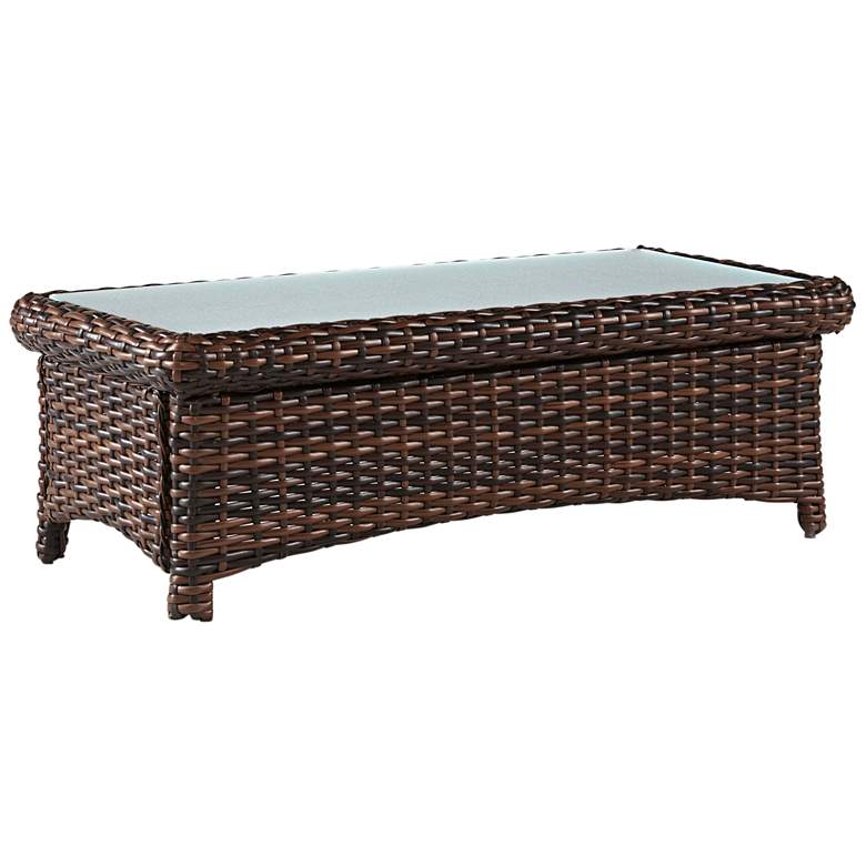 Image 1 Isla Verde Glass Top and Espresso Wicker Outdoor Coffee Table