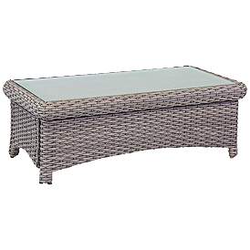Image1 of Isla Verde Glass Top and Stone Wicker Outdoor Coffee Table