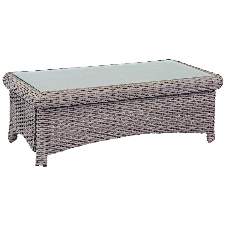 Image 1 Isla Verde Glass Top and Stone Wicker Outdoor Coffee Table