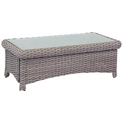 Isla Verde Glass Top and Stone Wicker Outdoor Coffee Table