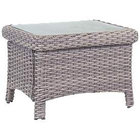 Image1 of Isla Verde Glass Top and Stone Wicker Outdoor End Table