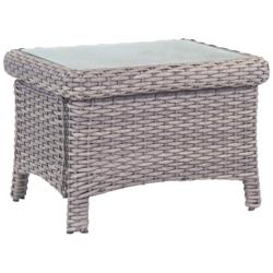 Isla Verde Glass Top and Stone Wicker Outdoor End Table