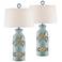 Island Bay Glacier Blue Table Lamp with Night Light Set of 2