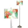 Island Floral Brushed Nickel Pull Chain Floor Lamp