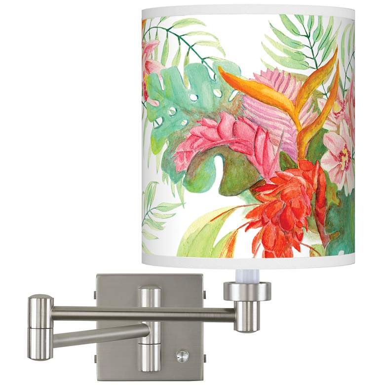 Image 1 Island Floral Brushed Nickel Swing Arm Wall Lamp