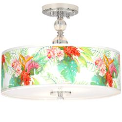 Island Floral Giclee 16&quot; Wide Semi-Flush Ceiling Light