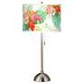 Island Floral Giclee Brushed Nickel Table Lamp