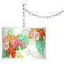 Island Floral Giclee Glow Plug-In Swag Pendant in scene