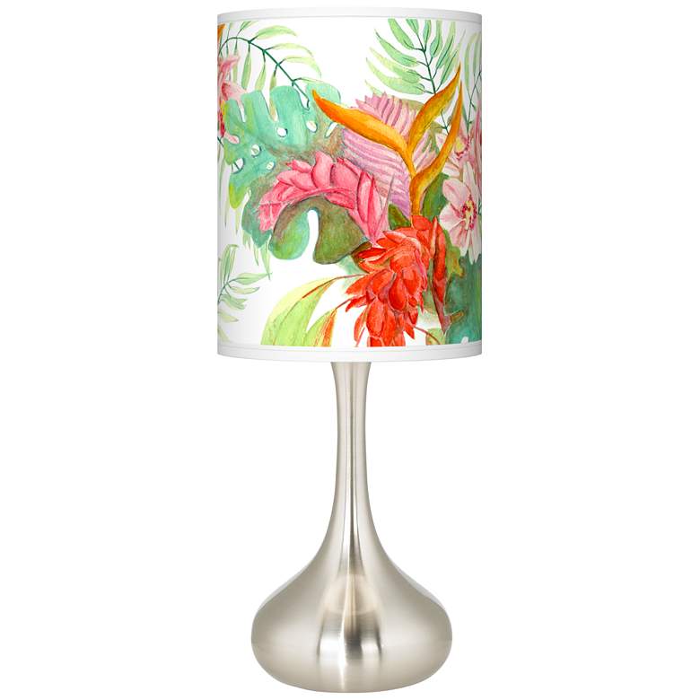 Image 2 Island Floral Giclee Modern Tropical Droplet Table Lamp
