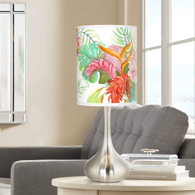 Image 1 Island Floral Giclee Modern Tropical Droplet Table Lamp