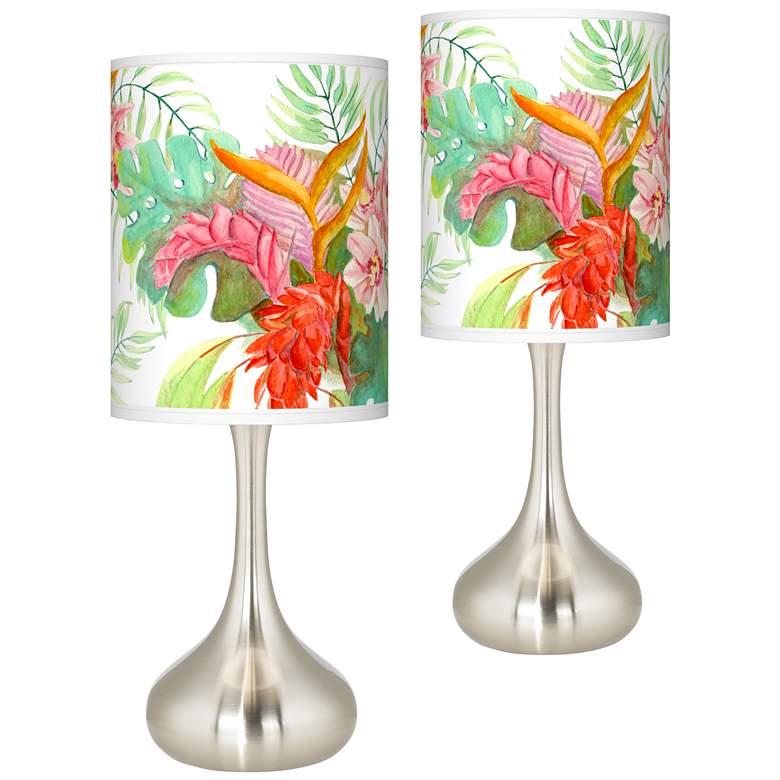 Image 1 Island Floral Giclee Modern Tropical Droplet Table Lamps Set of 2
