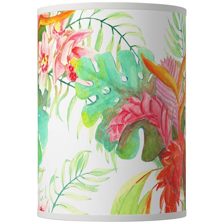 Image 1 Island Floral Giclee Round Cylinder Lamp Shade 8x8x11 (Spider)