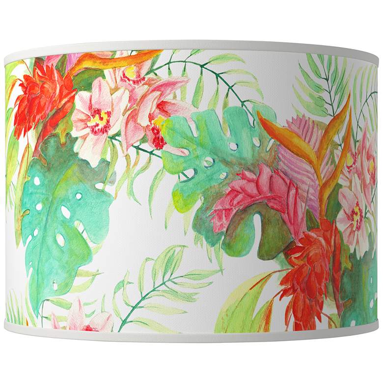 Image 1 Island Floral Giclee Round Drum Lamp Shade 15.5x15.5x11 (Spider)