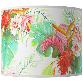 Image1 of Island Floral Pattern Giclee Round Drum Lamp Shade 14x14x11 (Spider)