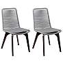 Island Set of 2 Outdoor Dining Chairs in Dark Eucalyptus Wood and Rope