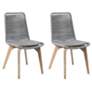 Island Set of 2 Outdoor Dining Chairs in Light Eucalyptus Wood and Rope