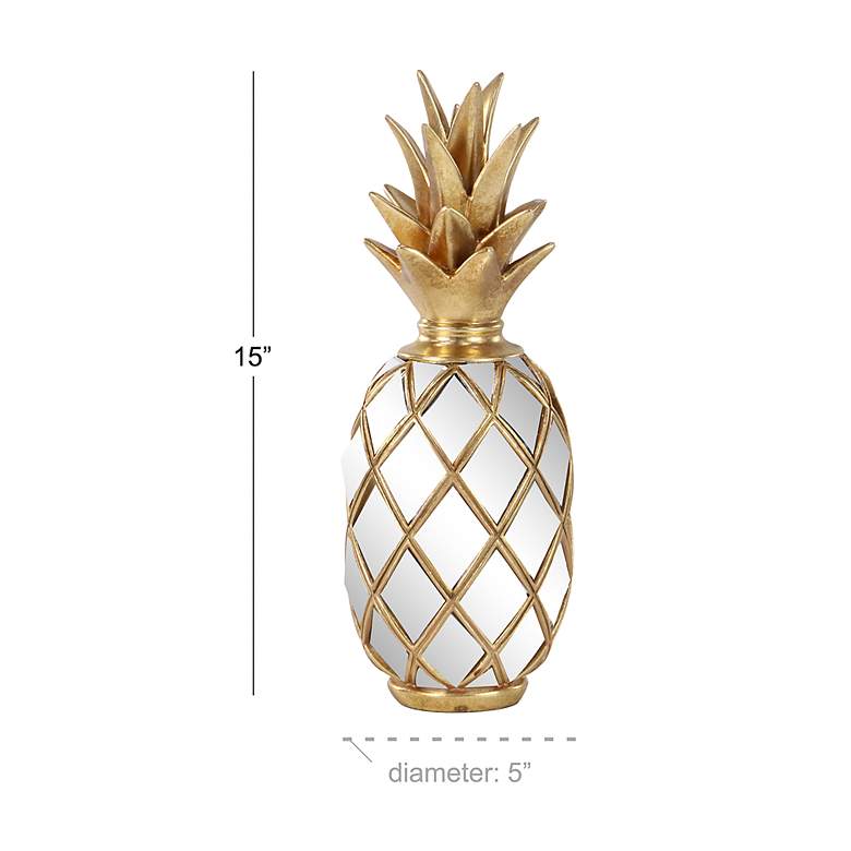 Image 5 Islander 15" High Gold Mirrored Pineapple Sculpture more views
