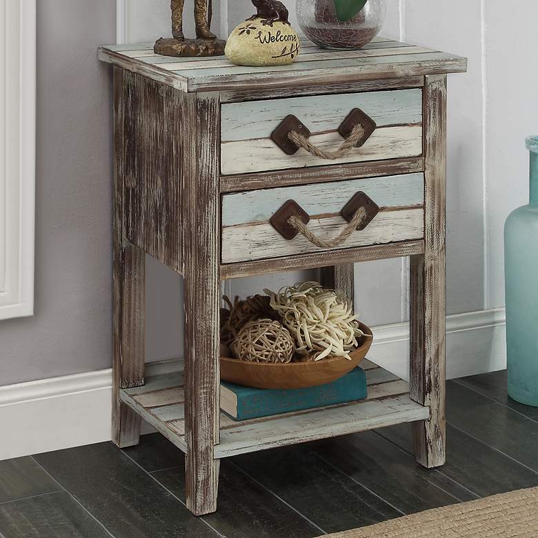 Image 1 Islander 18" Wide Weathered Brown 2-Drawer End Table