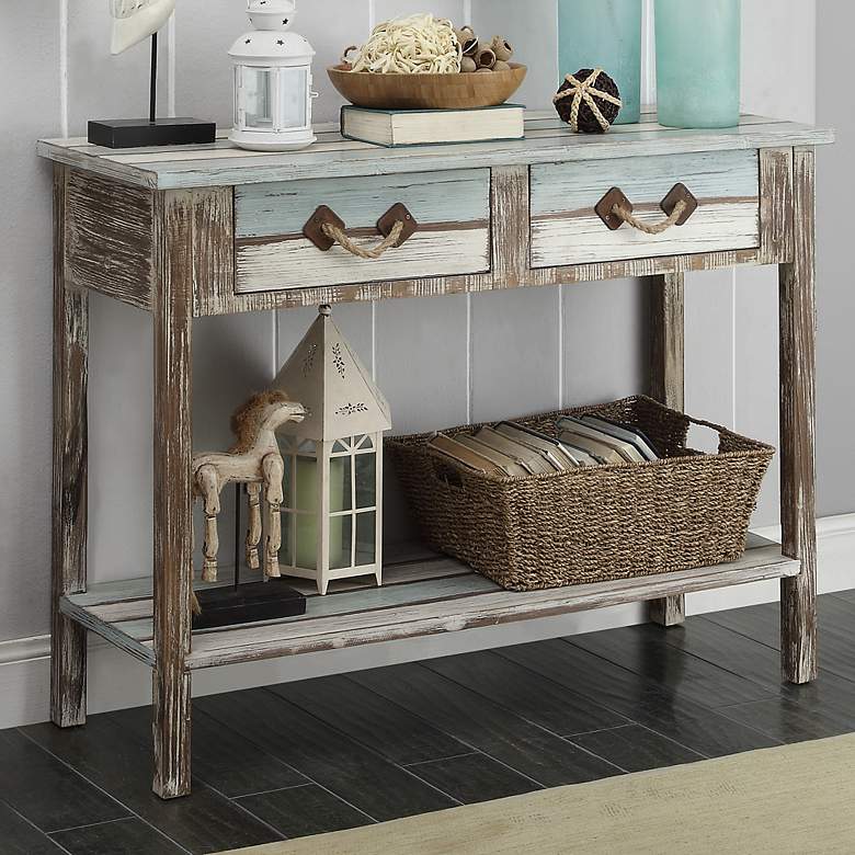 Image 1 Islander 43" Wide Weathered Brown 2-Drawer Console Table