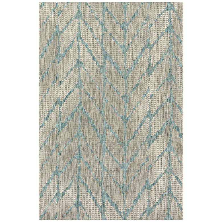 Image 2 Isle IE-02 5'3"x7'7" Mist and Aqua Outdoor Area Rug more views