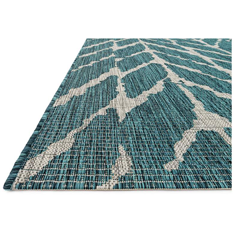 Image 1 Isle IE-02 5&#39;3 inchx7&#39;7 inch Teal and Gray Outdoor Area Rug