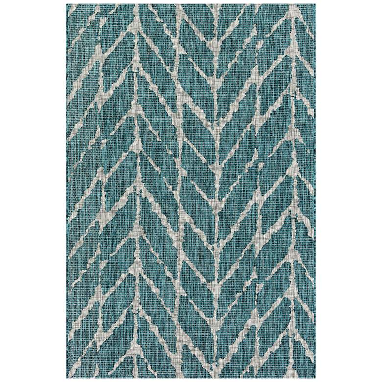 Image 2 Isle IE-02 5&#39;3 inchx7&#39;7 inch Teal and Gray Outdoor Area Rug more views