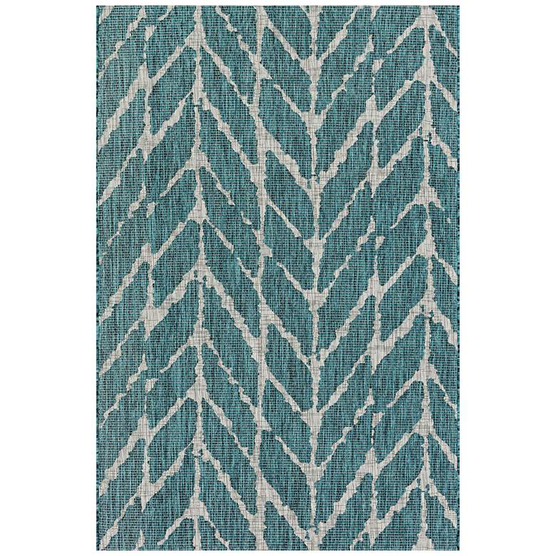 Image 2 Isle IE-02 5'3"x7'7" Teal and Gray Outdoor Area Rug more views