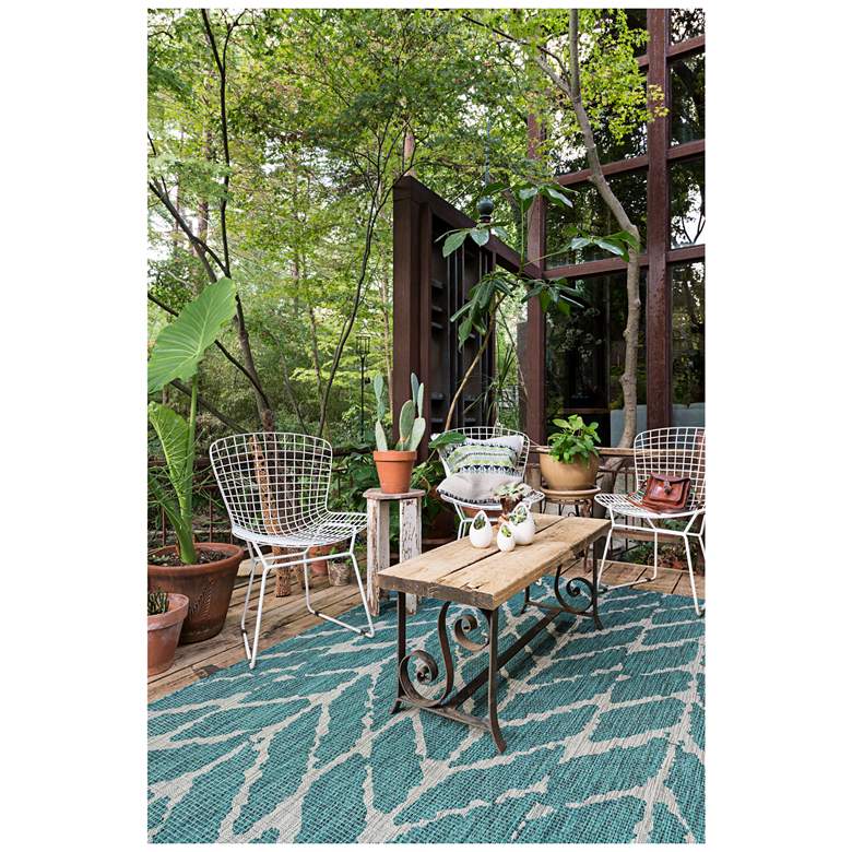 Image 4 Isle IE-02 5&#39;3 inchx7&#39;7 inch Teal and Gray Outdoor Area Rug more views