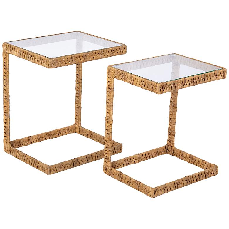 Image 2 Ismaya 20" Wide Natural Water Hyacinth C-Tables Set of 2