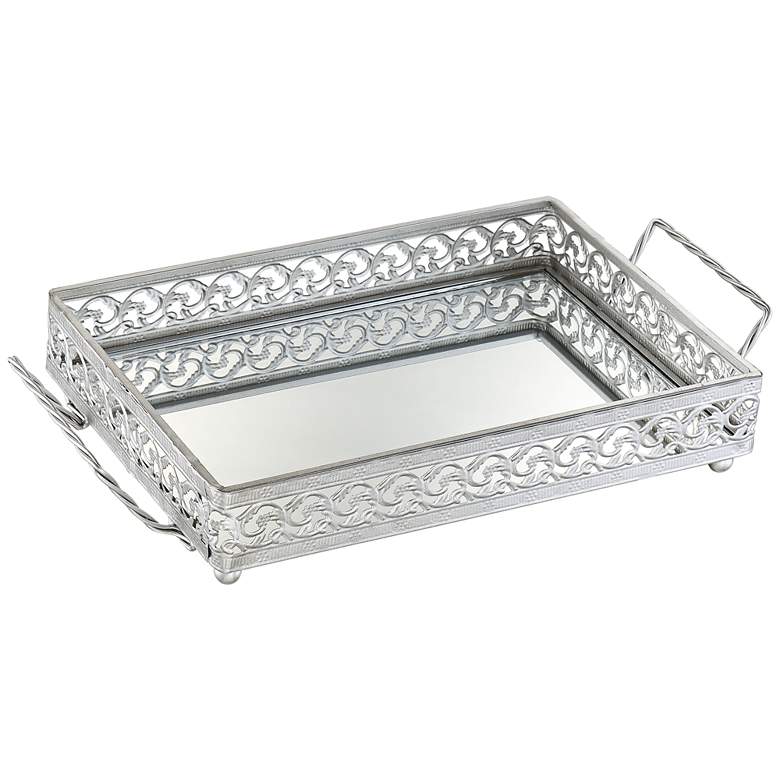 Image 1 Ismelda 13" Wide Silver Mirrored Tray