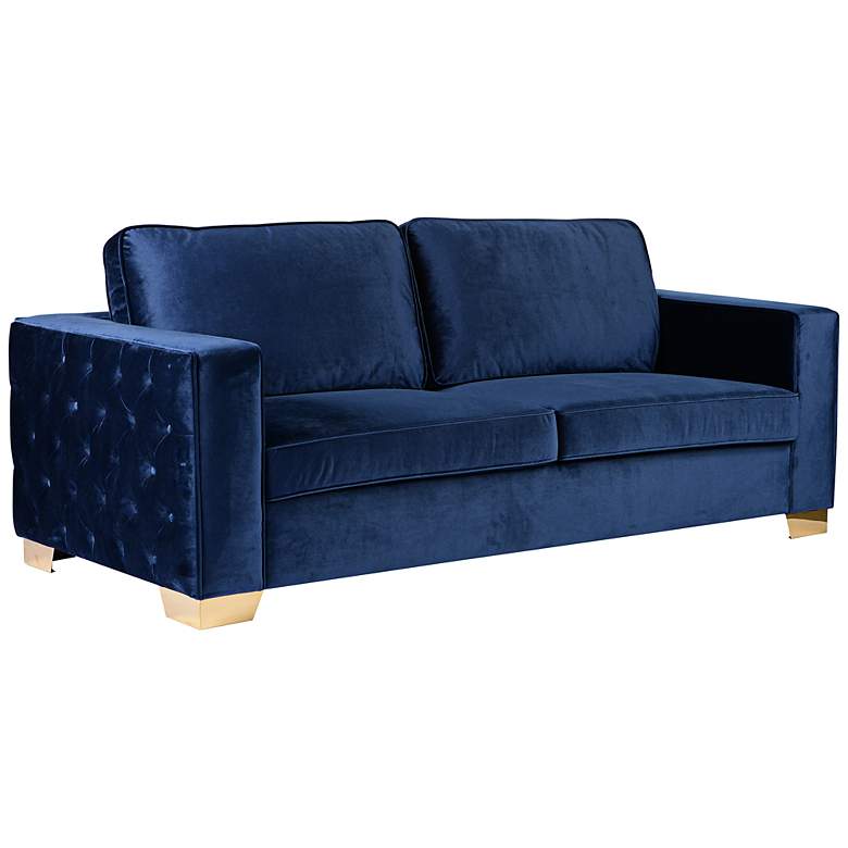 Image 1 Isola Blue Velvet Modern Sofa